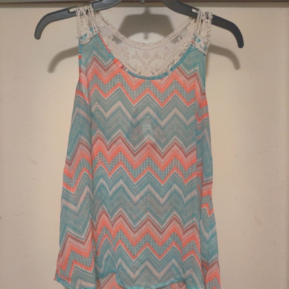 Sleeves Sheer Multi Color Blouse